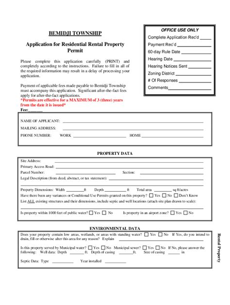 rental permit application.